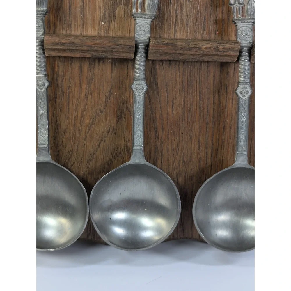 Kassack-Zinn Germany Decorative Pewter Collector‎ Spoon and Display Rack Set